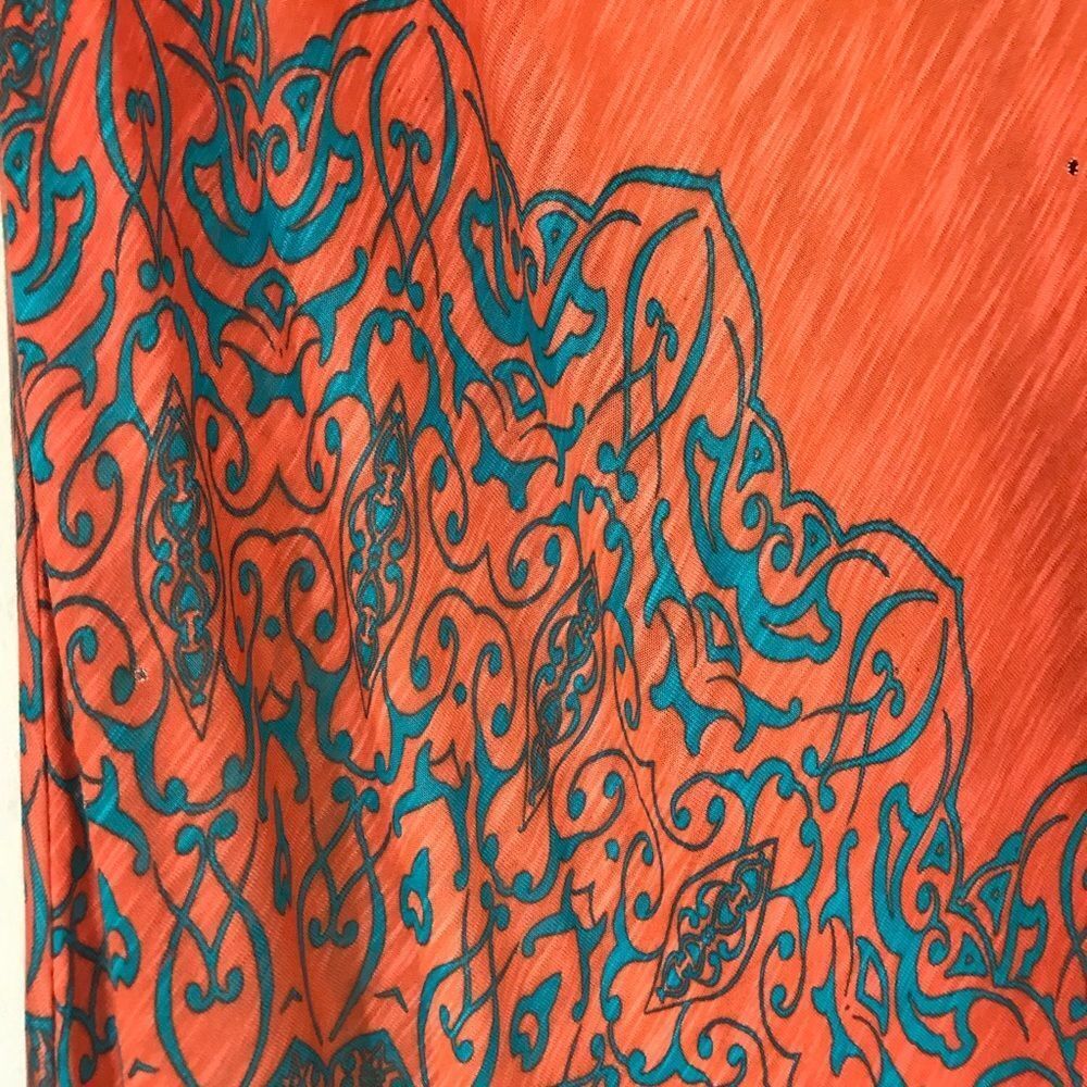 Tommy Bahama Orange Printed Maxi Dress w/ Pinholes Size S - Picture 3 of 14